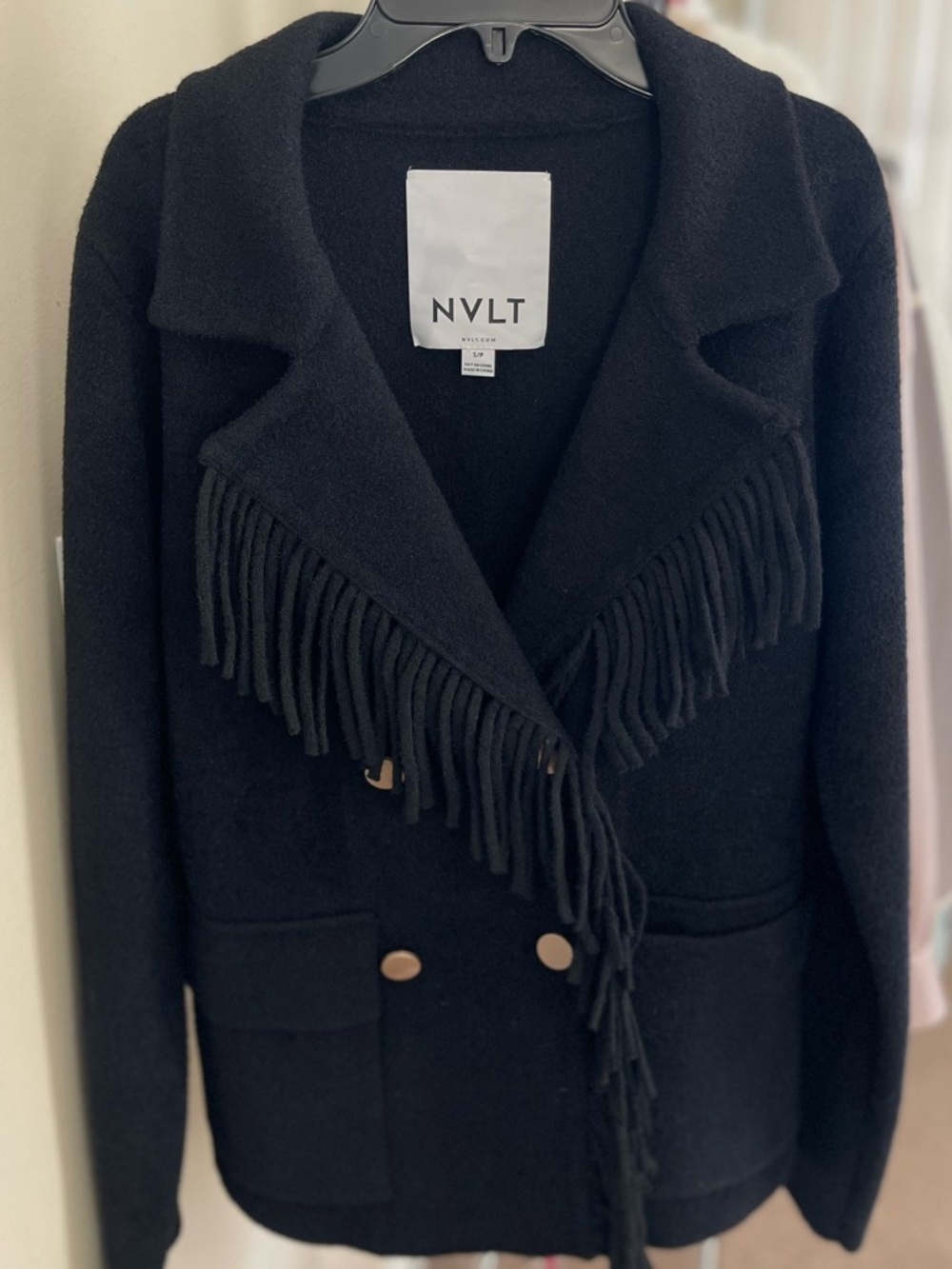 NVLT Black Fringed Coat
